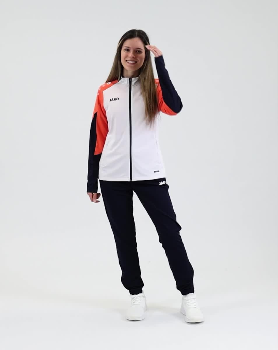 JAKO – Ziptop Dynamic Donna – Nero/bianco/antracite, Taglia M – Maniche In Elastan, Colletto A Contrasto – Realizzato In Poliestere Riciclato